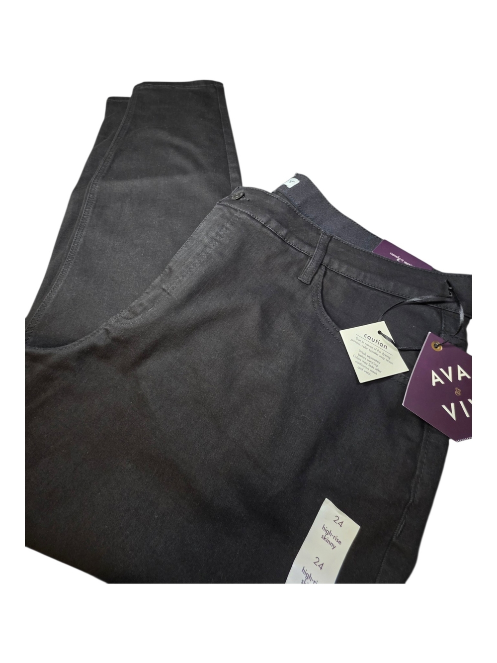 NWT Ava & Viv Black High Rise Skinny Jeans Plus Size 24